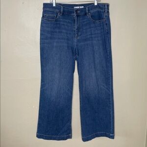LANDS’ END wide Leg High Rise Wide Leg Denim Blue Jeans 16W